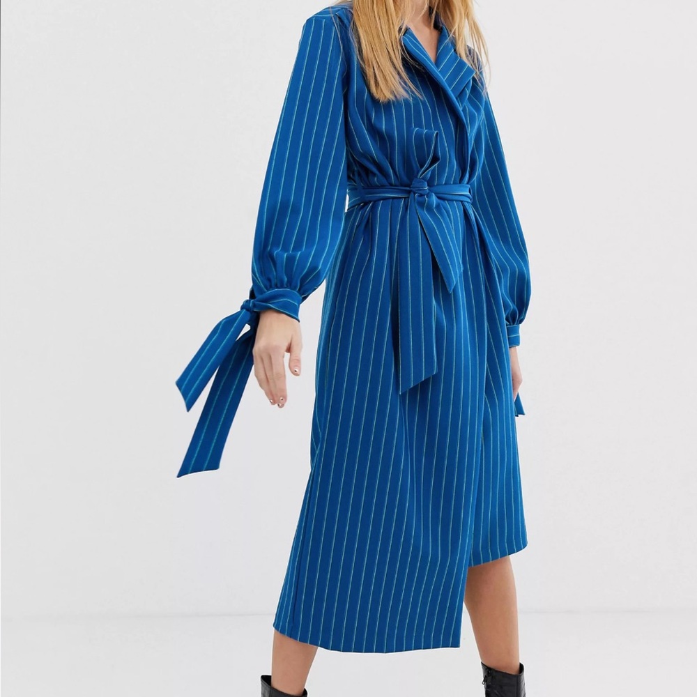 ASOS stripe wrap midi dress & convertible coat & long jacket LIKE NEW